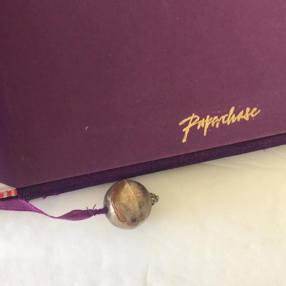 Unique Paperchase Vtg Purple Silk Blank Notebook W Round Mirrors Handmade